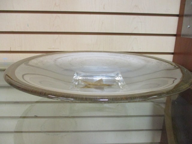 Textured Glass Console Bowl with Reverse Gold Leaf Band and Star (1 of 3)