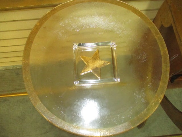 Textured Glass Console Bowl with Reverse Gold Leaf Band and Star - 2