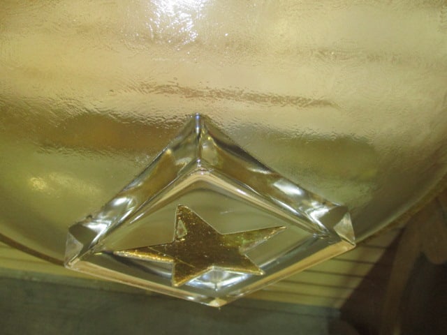 Textured Glass Console Bowl with Reverse Gold Leaf Band and Star - 3