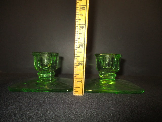 Pair of Green Glass Candleholders - 5