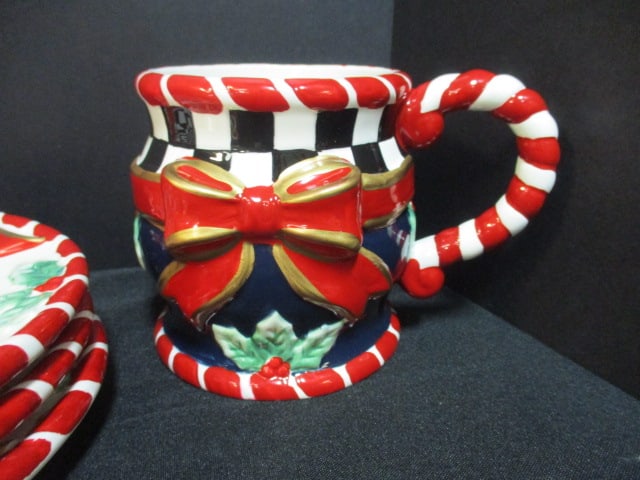 2001 CBK Ltd. Handpainted Holiday Mug and Snack Tray Sets - 2