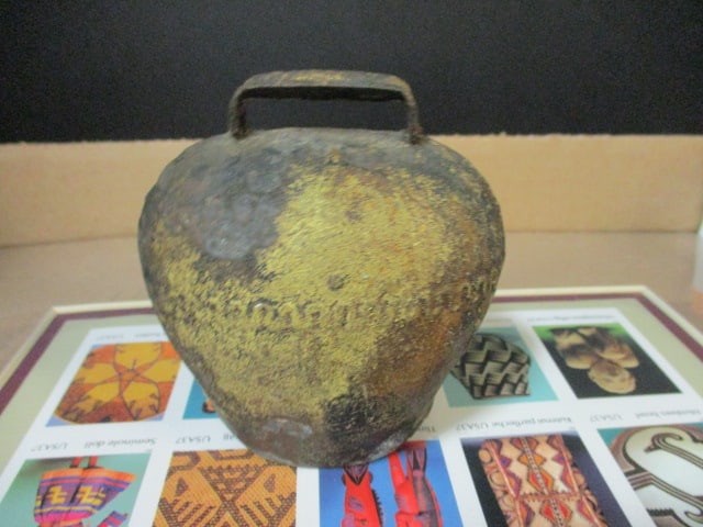 Desk Items-Pressed Metal Lithograph Globe Bank, Brass Anvil Paperweight, - 4