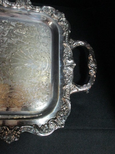 Newbury Port Silverplate Rectangular Footed Serving Tray - 2