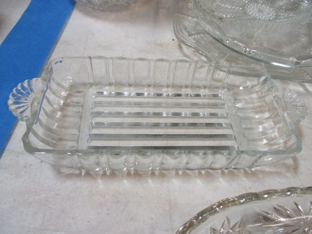 Grouping of Clear Glass Serving Pieces - 3