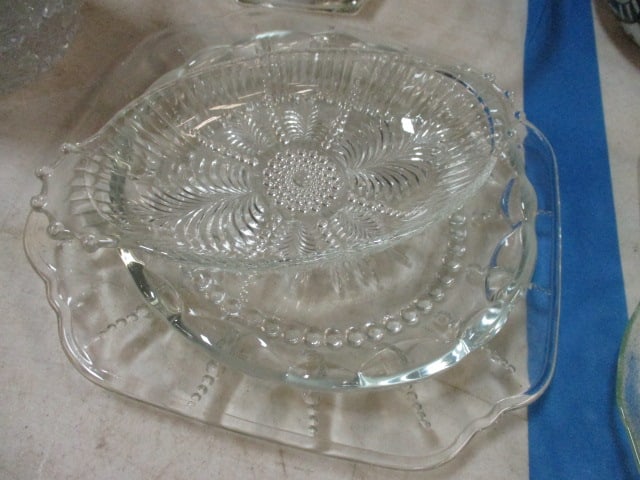 Grouping of Clear Glass Serving Pieces - 7