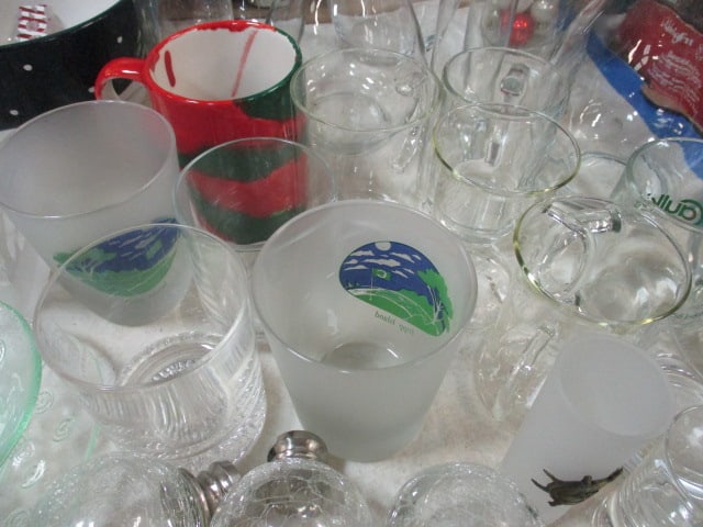 Misc. Grouping-Vases, Snowman Serving Bowl, Pool Party Invitations, Souvenir Shot Glasses, etc. - 7