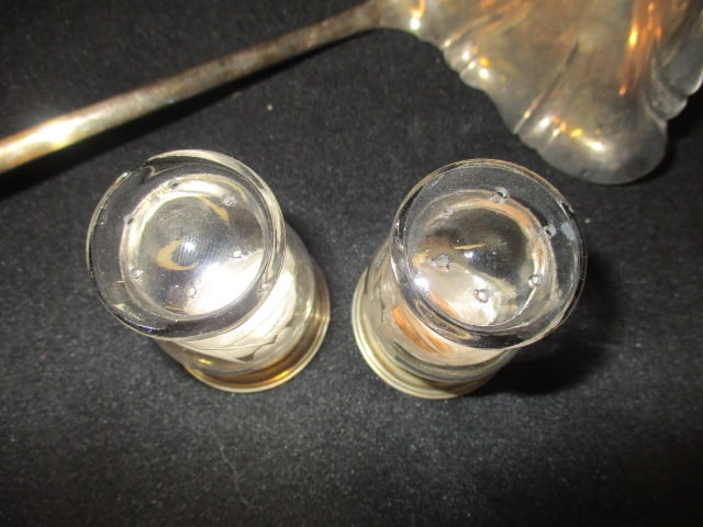 Alving Weighted Sterling Base Etched Glass Shakers and Web Sterling Handle Stainless - 3