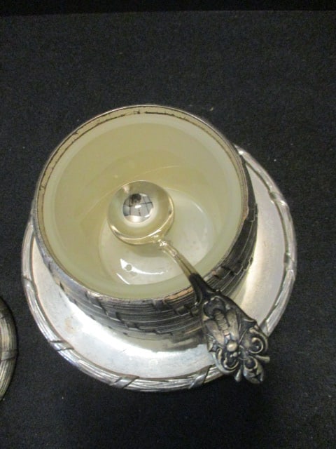 Vintage C &Co. Pewter Beehive Honey Pot with Silverplate Honey Spoon - 3