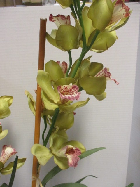 Nice Silk Orchid Arrangement in Burgundy Glazed Clay Pot - 4