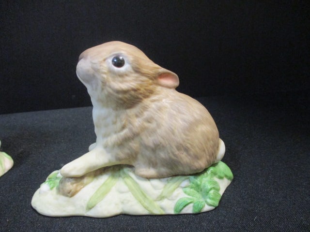 Cybis "Muffet the Rabbit" and "Pat-a-Cake" Signed Bisque Porcelain Rabbit Figurines - 2