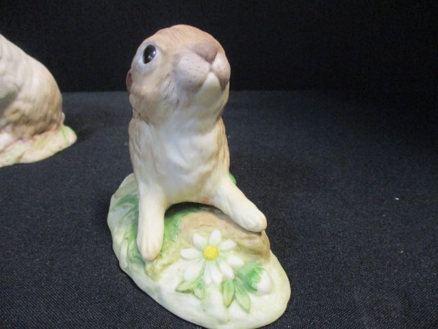 Cybis "Muffet the Rabbit" and "Pat-a-Cake" Signed Bisque Porcelain Rabbit Figurines - 3