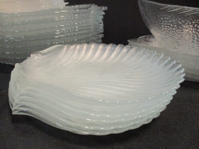 Large Grouping of Textured Glass Fish and Shell Bowls and Plates - 3