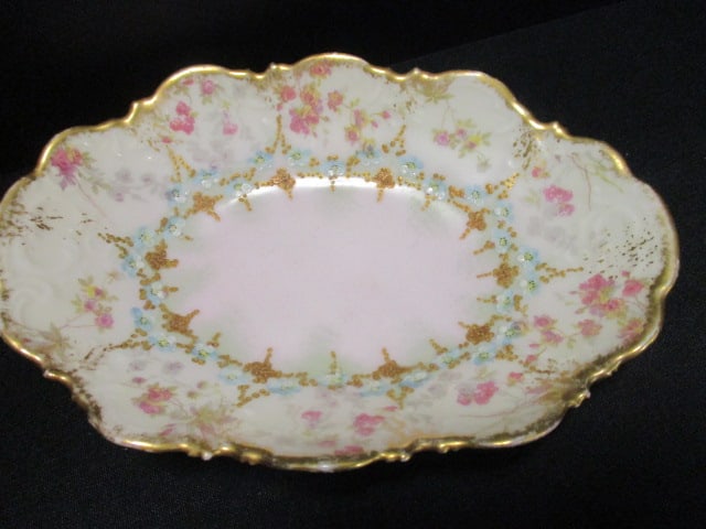 Limoges Porcelain Demi Tasse Cup/Saucer, Plate and Bonbon Dish - 3