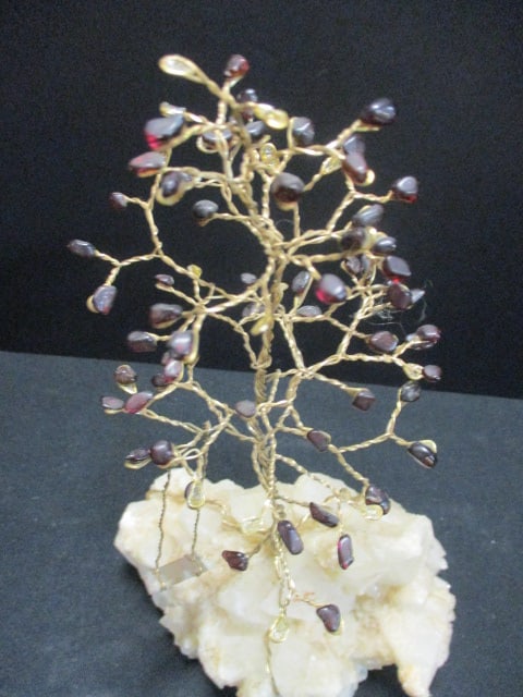 Natural Stone Braided Copper Tree with Swing on Quartz Chunk - 3