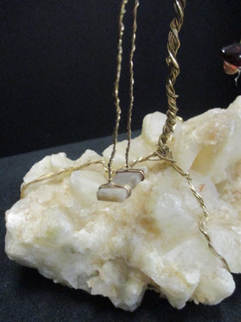 Natural Stone Braided Copper Tree with Swing on Quartz Chunk - 4