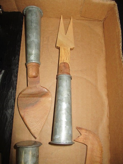 Core Home Slate Handled Serving Tray and 4 Piece Galvanized Handle Wood Blade Cheese Knife Set - 3