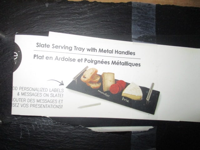 Core Home Slate Handled Serving Tray and 4 Piece Galvanized Handle Wood Blade Cheese Knife Set - 5