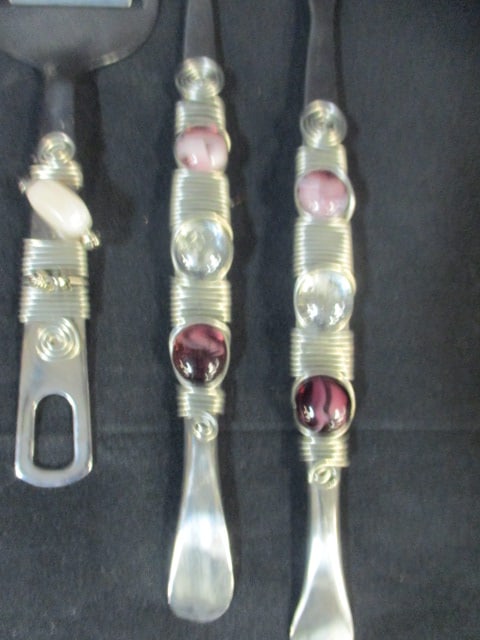 Five Embellished Wire Wrapped Stainless Steel Serving Pieces - 2