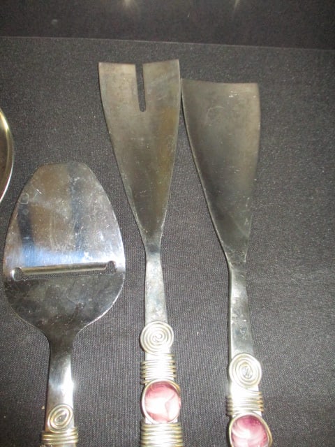 Five Embellished Wire Wrapped Stainless Steel Serving Pieces - 3