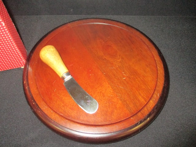 Pottery Barn Wood Cheese Dome with Spreader and 1984 New Old Stock Lillian Vernon Petit Four Mold... - 3