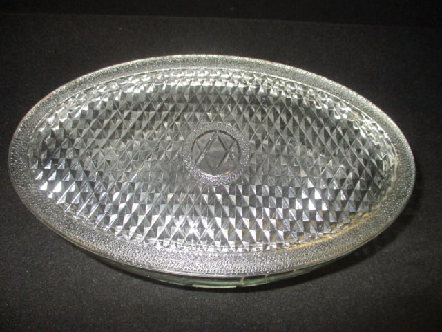 Old Clear Pressed Glass Oval Dresser/Vanity Box - 2