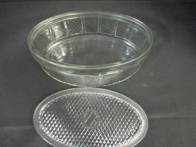 Old Clear Pressed Glass Oval Dresser/Vanity Box - 3