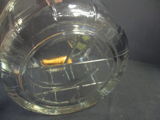 Large Pressed Glass Pail Form Ice Bucket with Bail Wire Swing Handle with Turned Wood Grip - 3
