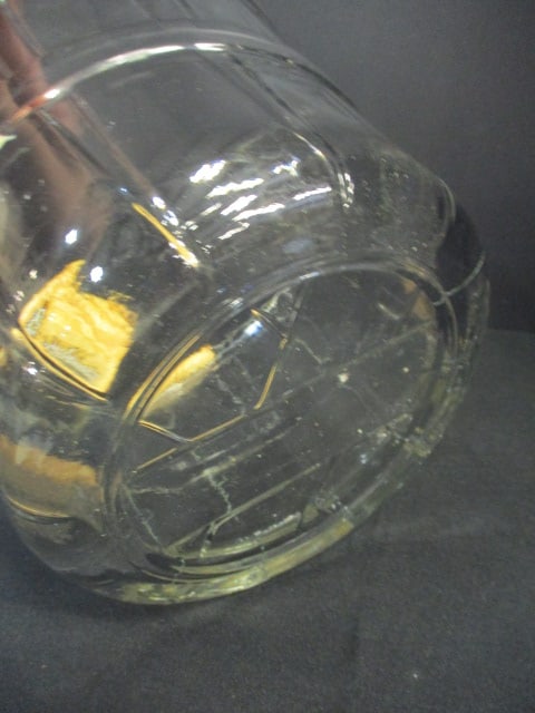 Large Pressed Glass Pail Form Ice Bucket with Bail Wire Swing Handle with Turned Wood Grip - 3