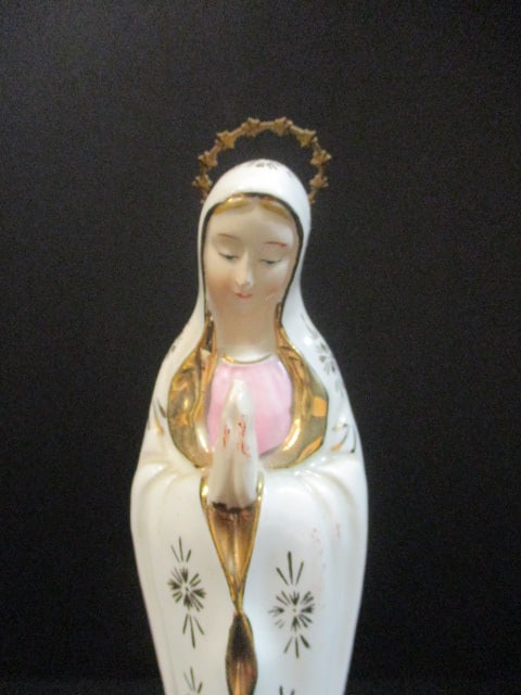 Vintage Handpainted Madonna Holy Mother Porcelain Figure - 3