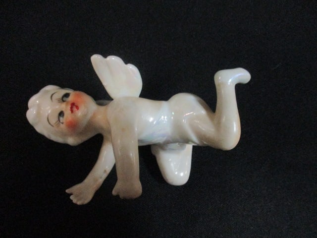 Four Vintage Porcelain Cherub Angel Taper Candle Climbers/Huggers - 2