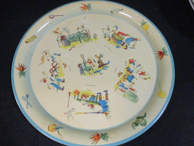 Six Apilco French Porcelain Salad/Dessert Plates and Daher Decorated Ware Holland Tray - 2