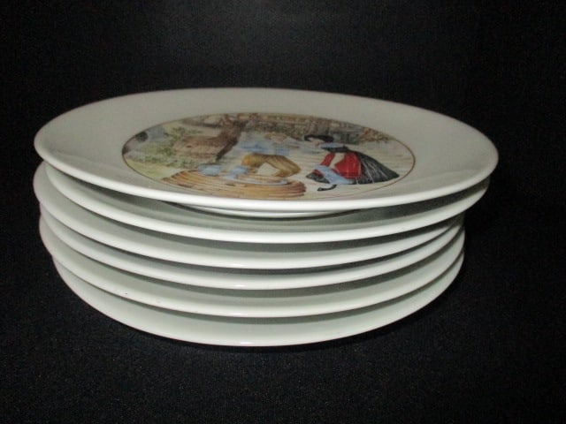 Six Apilco French Porcelain Salad/Dessert Plates and Daher Decorated Ware Holland Tray - 3