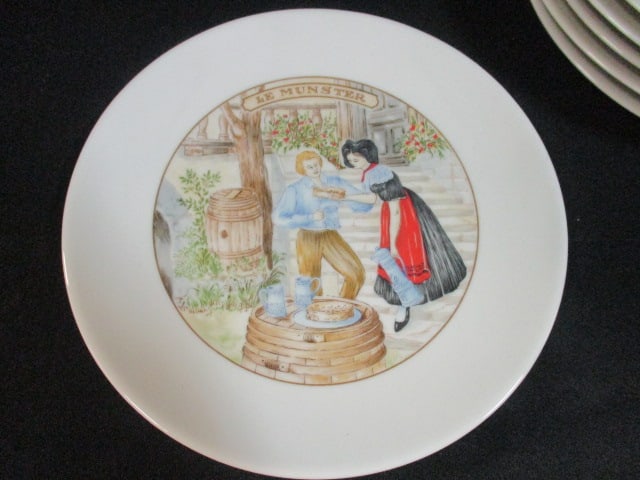 Six Apilco French Porcelain Salad/Dessert Plates and Daher Decorated Ware Holland Tray - 4