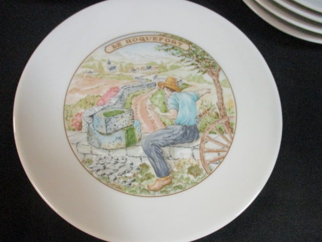 Six Apilco French Porcelain Salad/Dessert Plates and Daher Decorated Ware Holland Tray - 5