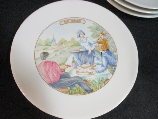 Six Apilco French Porcelain Salad/Dessert Plates and Daher Decorated Ware Holland Tray - 6