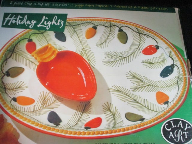 Clay Art "Holiday Lights" 2 Piece Chip 'n Dip Set in Original Box - 2