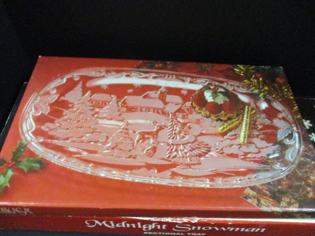 Mikasa "Christmas Carol" Canape Plate, Certified "Midnight Snowman" Sectional Tray and - 5
