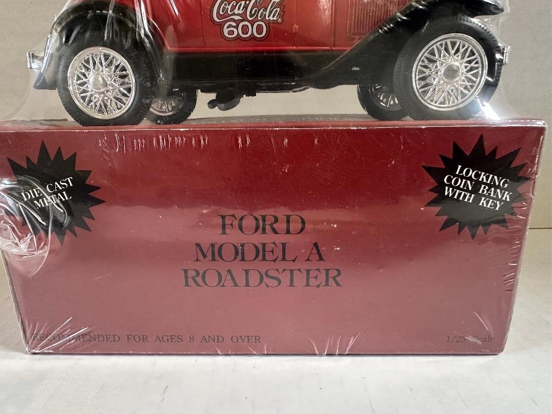 Vintage 1994 Coca-Cola FORD MODEL A ROADSTER Die Cast Metal Lockin Bank in Orig. Unopened Packaging - 2