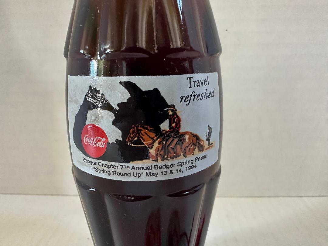Vintage 1994 8oz. Coca-Cola "Badger Chapter"? Collectors Bottle featuring a "Travel Refreshed"? L... - 2