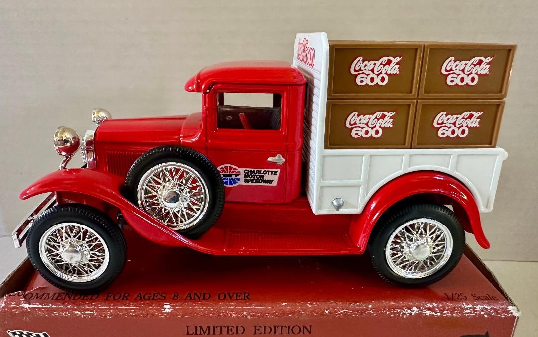 Vintage 1993 Coca-Cola MODEL A PICKUP Coca-Cola 600 Die Cast Metal Coin Bank with Rubber Tires in... - 2