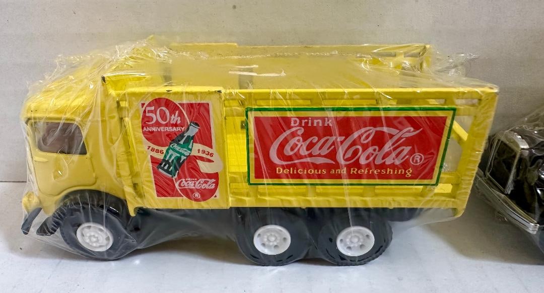 Lot of 2 Coca-Cola Die Cast Metal Delivery Trucks in Original Unopened Packaging, (1) 50th Annive... - 2