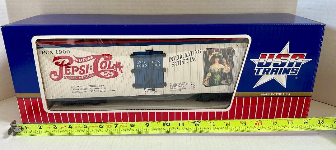 Vintage USA TRAINS Pepsi Cola 1953 Refrigerator Car, New in Original Box!: Box: 20" Long x 7" Tall x 5" Deep