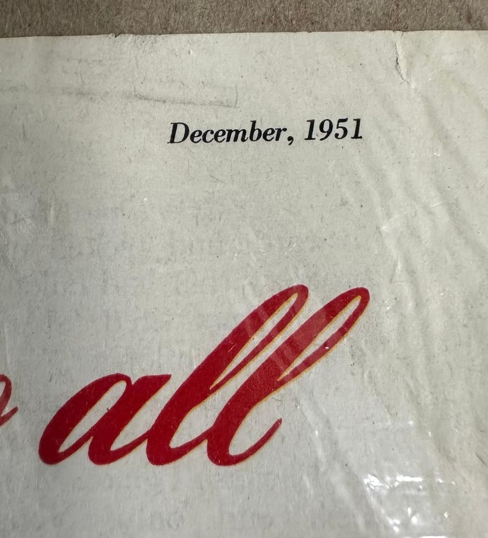 Vintage 1959 "MERRY CHRISTMAS from the ALL FAMILY DRINK"? 7-UP Advertisement in Plastic Wrap - 7