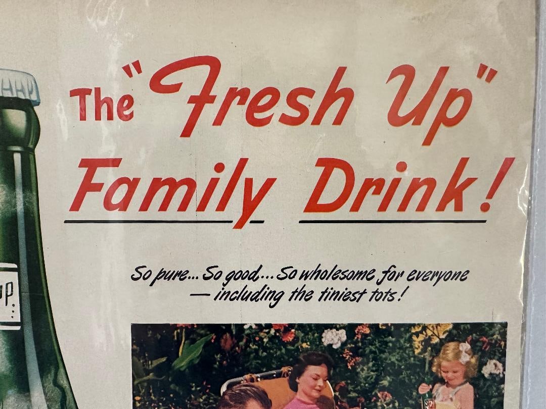 Vintage 1951 "The FRESH UP Family Drink"? 7-UP Advertisement in Plastic Wrap - 2