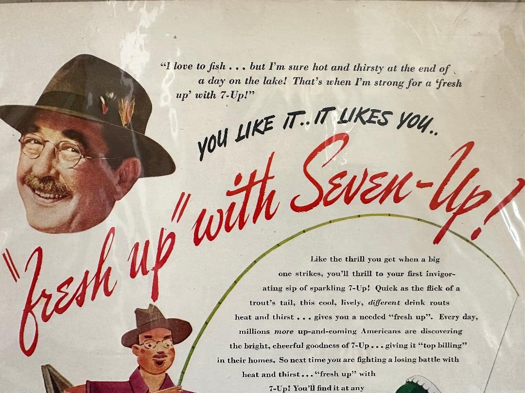 Vintage 1946 "fresh up " with Seven-Up! 7-UP Advertisement in Plastic Wrap - 2