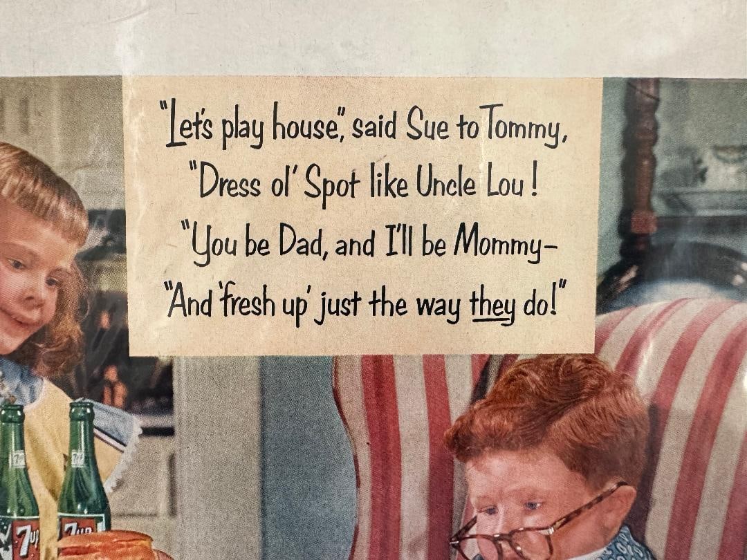 Vintage 1955 "The All-Family Drink"? 7-UP Advertisement in Plastic Wrap - 2