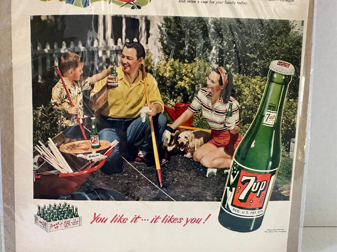Vintage 1949 Planting Family Fun: "fresh up"? with Seven-Up! 7-UP Advertisement in Plastic Wrap - 3