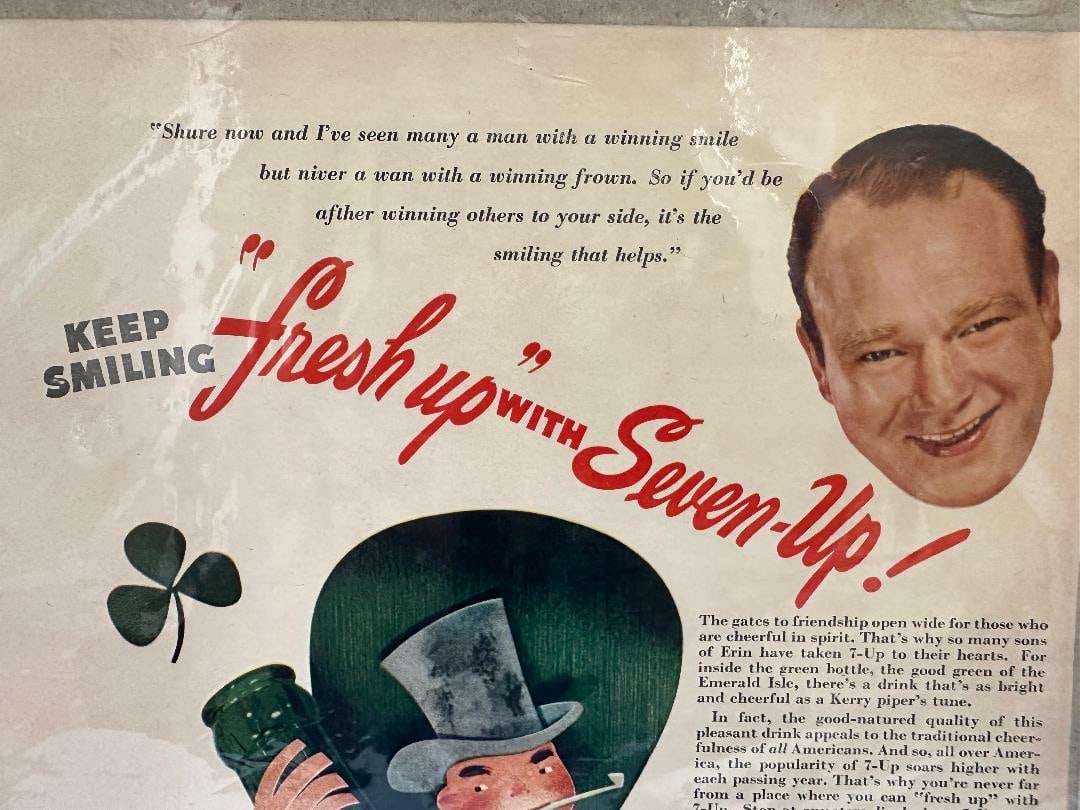 Vintage 1946 "Laugh with The "Fresh Up"? Show"? 7-UP Advertisement Ad in Plastic Wrap - 2