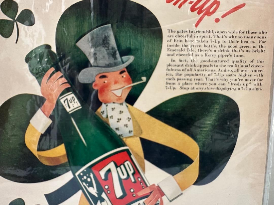 Vintage 1946 "Laugh with The "Fresh Up"? Show"? 7-UP Advertisement Ad in Plastic Wrap - 3