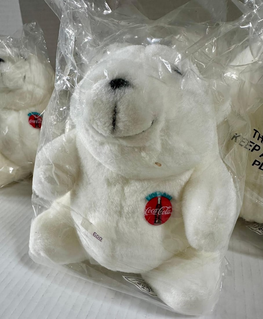 Lot of 9 Vintage Early 90's COCA-COLA 7"? Polar Bear Stuffed Animals - 2